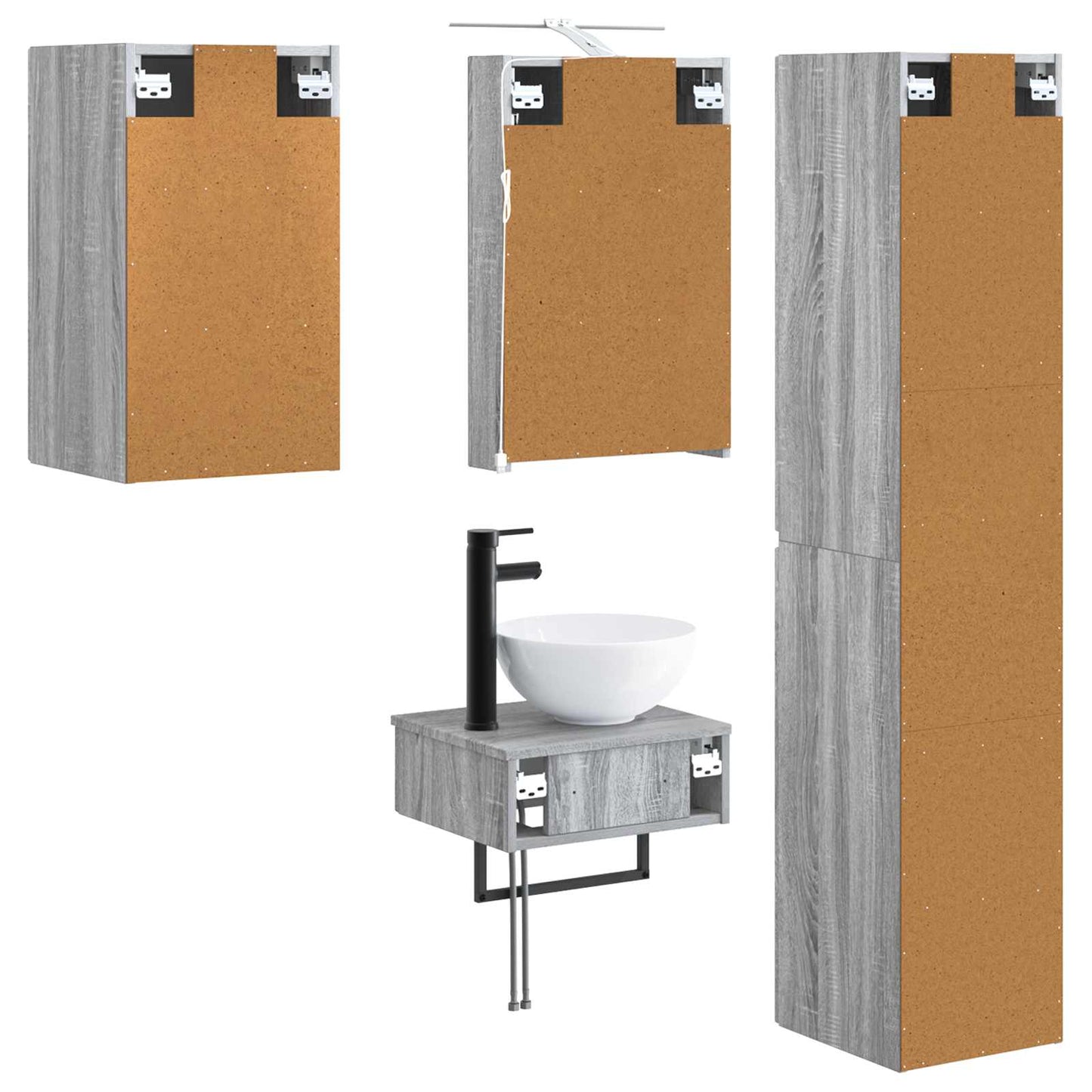 vidaXL Bathroom Furniture Set 5 pcs Grey Sonoma