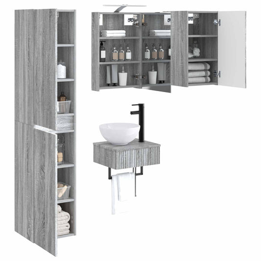 vidaXL Bathroom Furniture Set 5 pcs Grey Sonoma