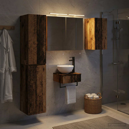 vidaXL Bathroom Furniture Set 5 pcs Old Wood Engineered Wood and Glass
