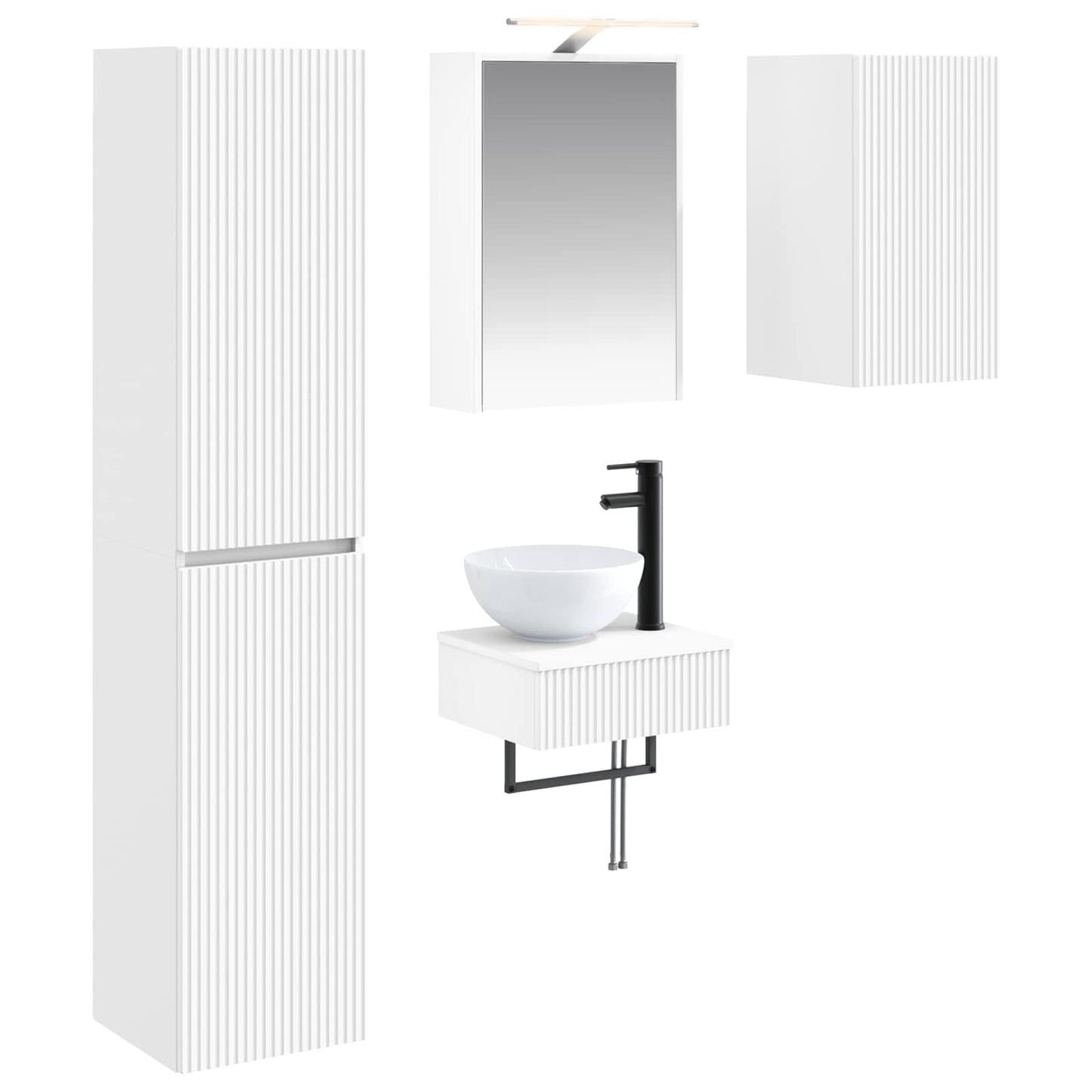 vidaXL Bathroom Furniture Set 5 pcs White Engineered Wood and Glass