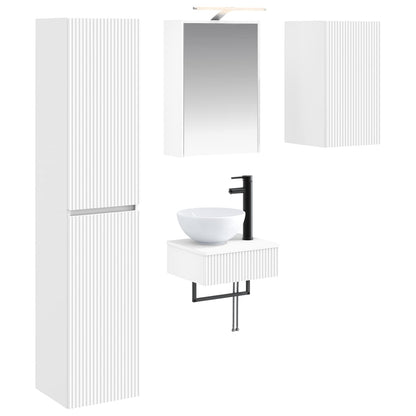 vidaXL Bathroom Furniture Set 5 pcs White Engineered Wood and Glass