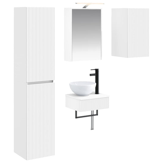 vidaXL Bathroom Furniture Set 5 pcs White Engineered Wood and Glass