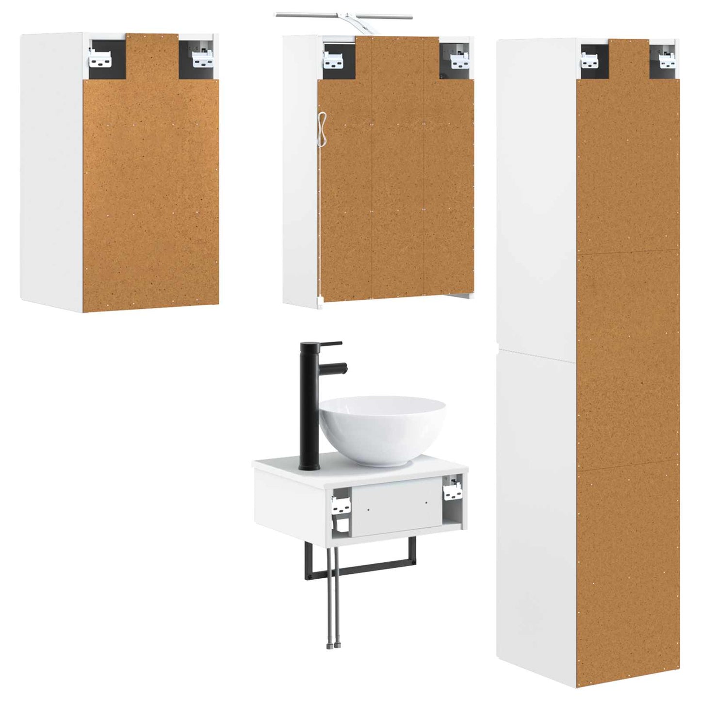 vidaXL Bathroom Furniture Set 5 pcs White Engineered Wood and Glass