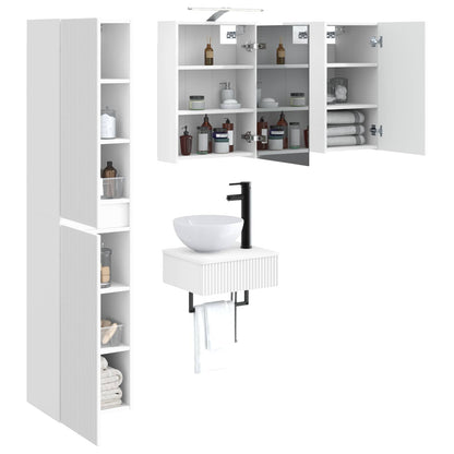 vidaXL Bathroom Furniture Set 5 pcs White Engineered Wood and Glass