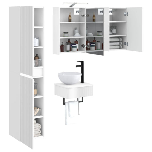vidaXL Bathroom Furniture Set 5 pcs White Engineered Wood and Glass