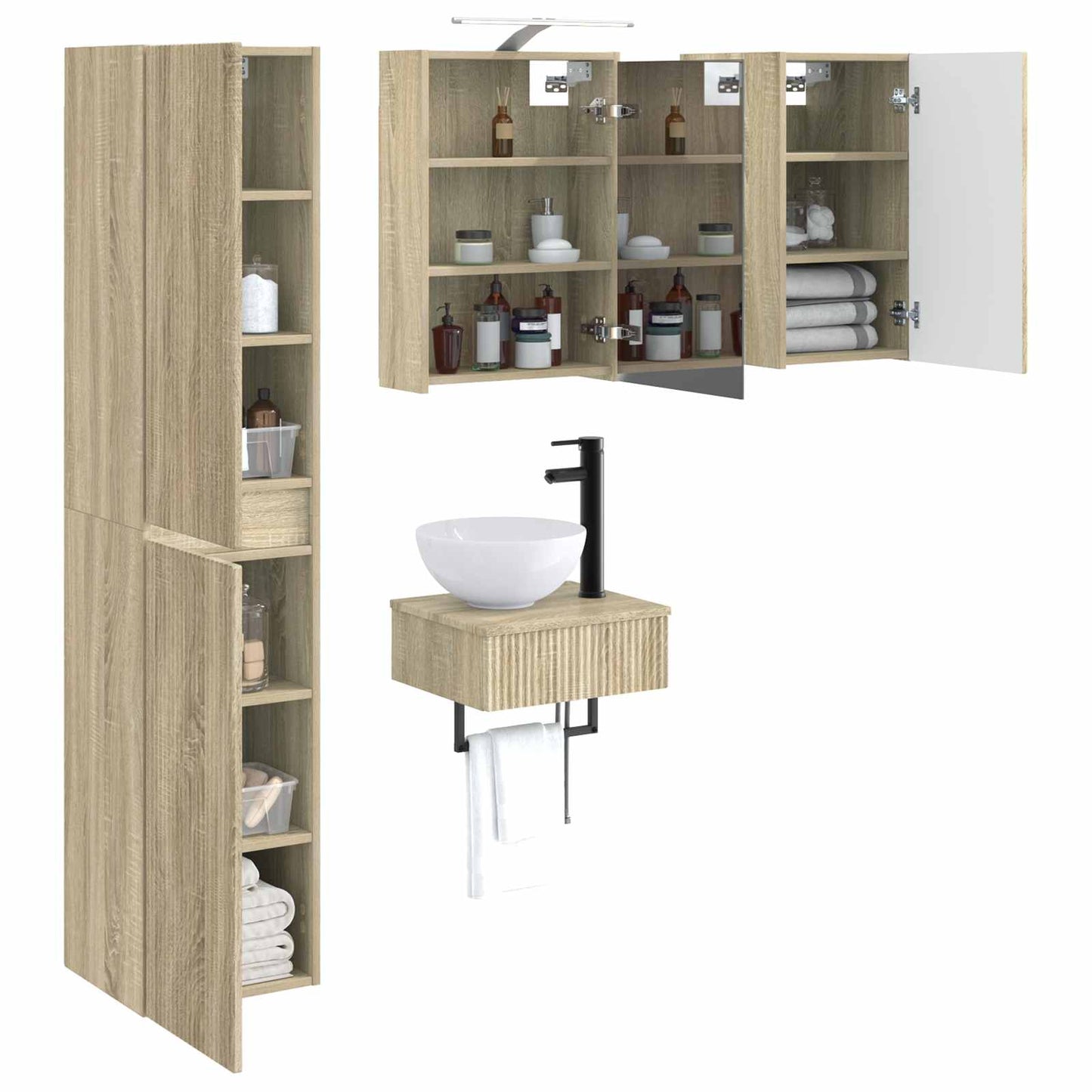 vidaXL Bathroom Furniture Set 5 pcs Sonoma Oak
