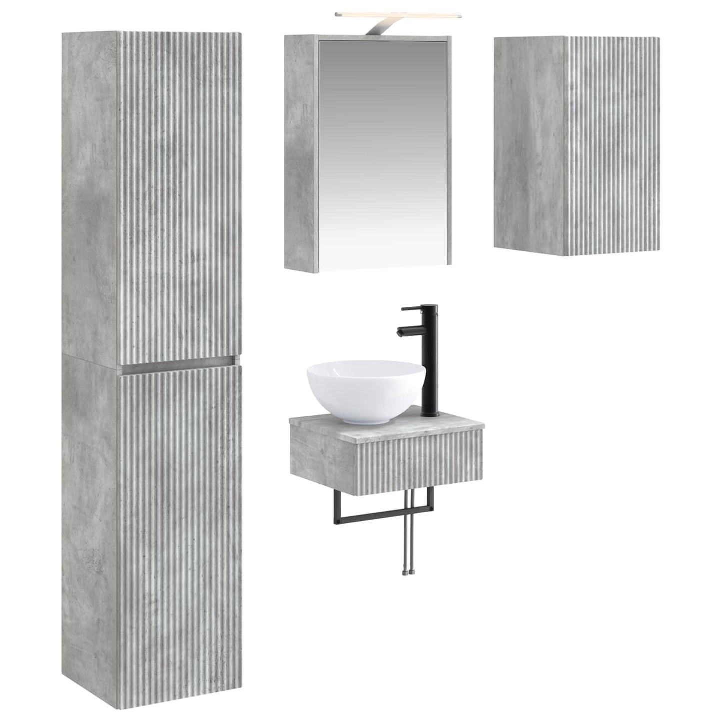 vidaXL Bathroom Furniture Set 5 pcs Concrete Grey