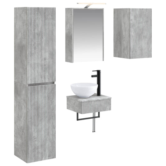 vidaXL Bathroom Furniture Set 5 pcs Concrete Grey