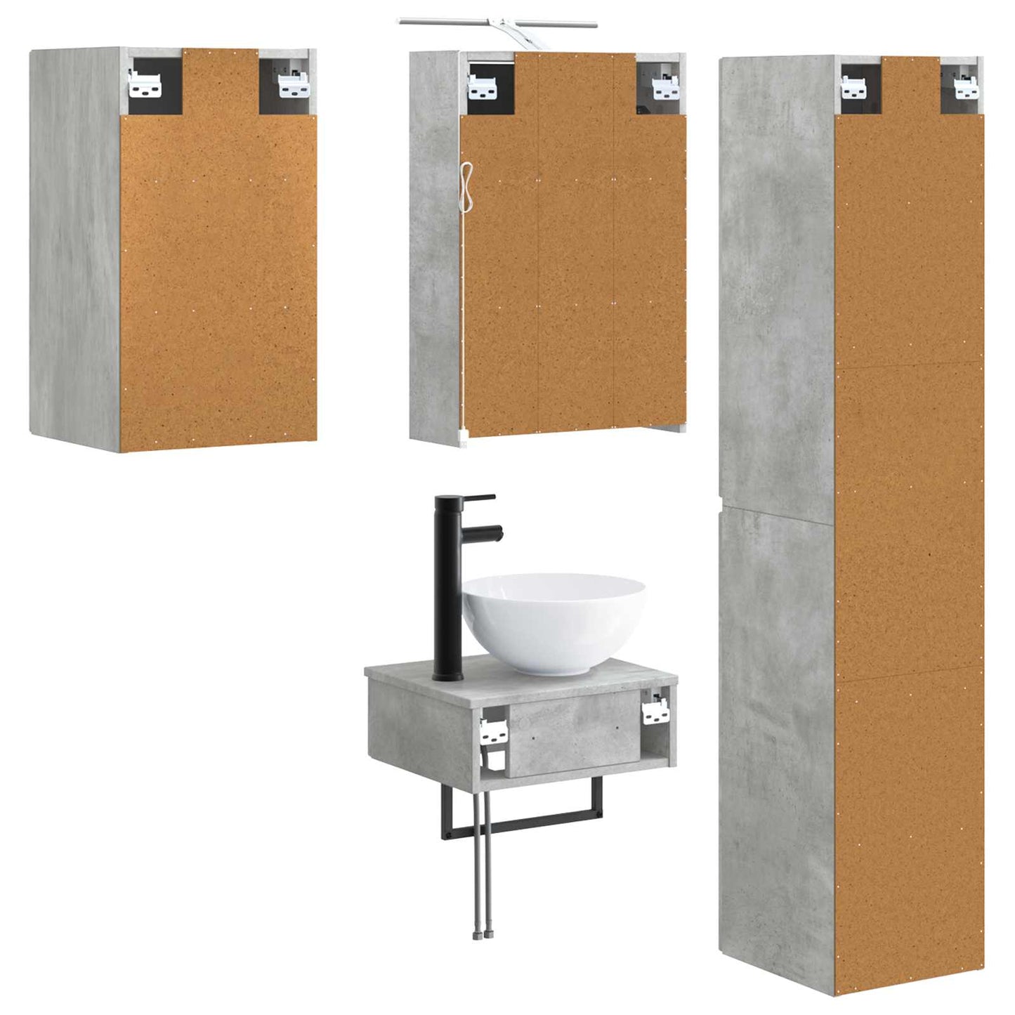 vidaXL Bathroom Furniture Set 5 pcs Concrete Grey