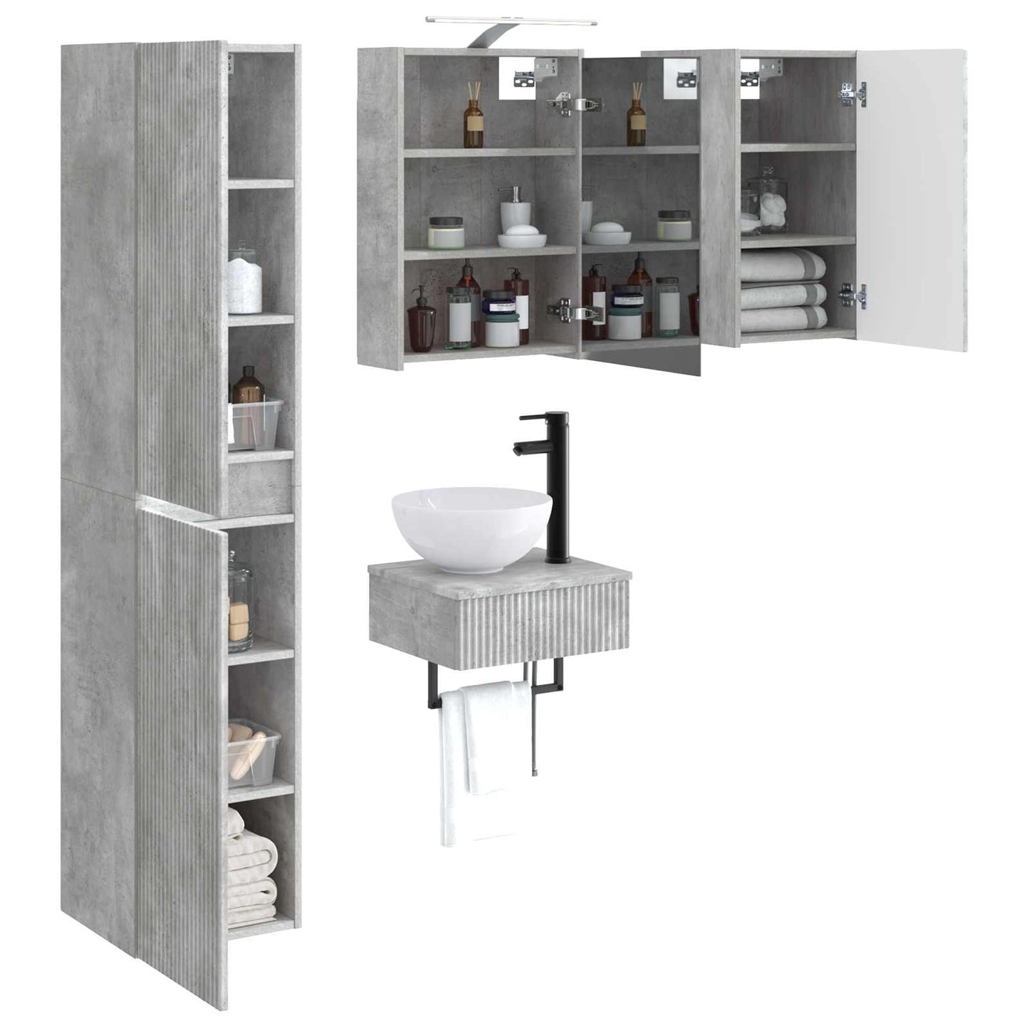 vidaXL Bathroom Furniture Set 5 pcs Concrete Grey
