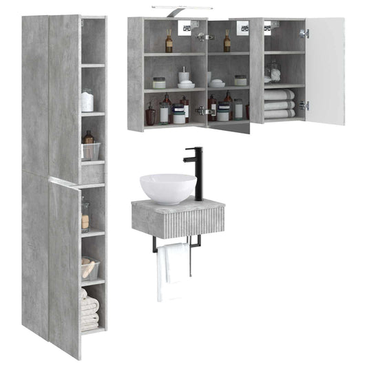 vidaXL Bathroom Furniture Set 5 pcs Concrete Grey