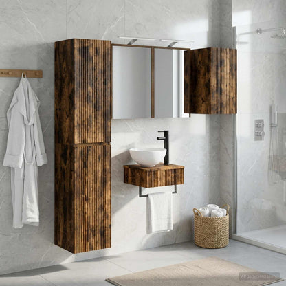 vidaXL Bathroom Furniture Set 5 pcs Smoked Oak 33 x 34.5 x 160 cm