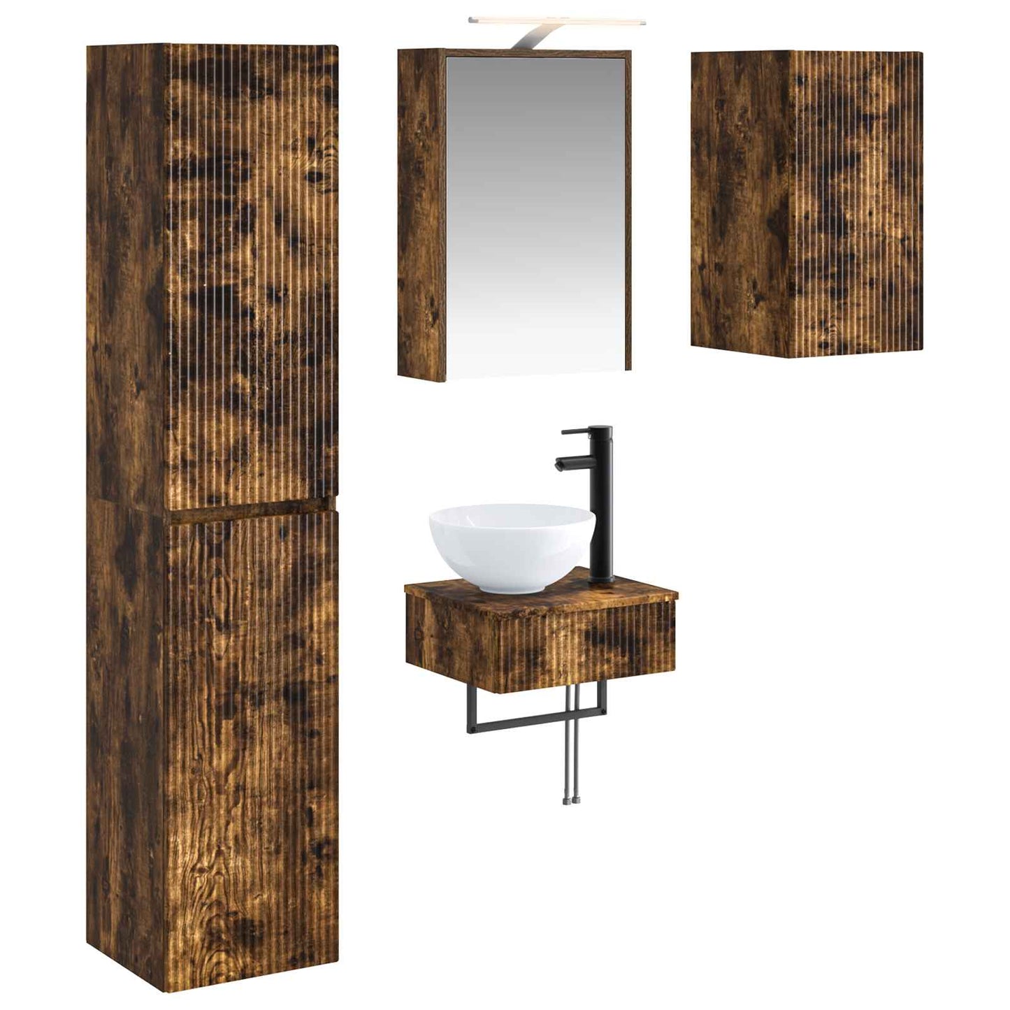 vidaXL Bathroom Furniture Set 5 pcs Smoked Oak