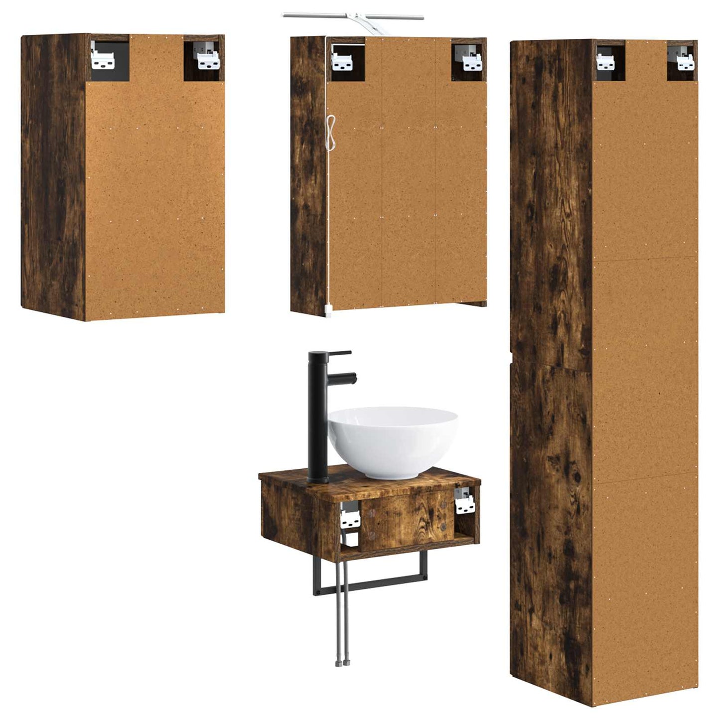 vidaXL Bathroom Furniture Set 5 pcs Smoked Oak