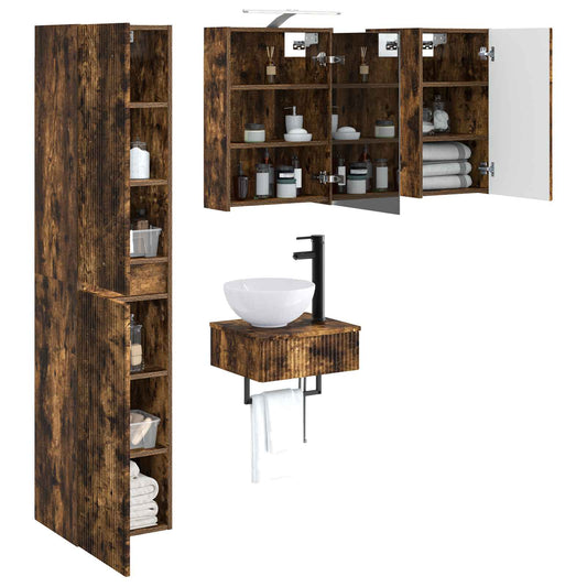 vidaXL Bathroom Furniture Set 5 pcs Smoked Oak