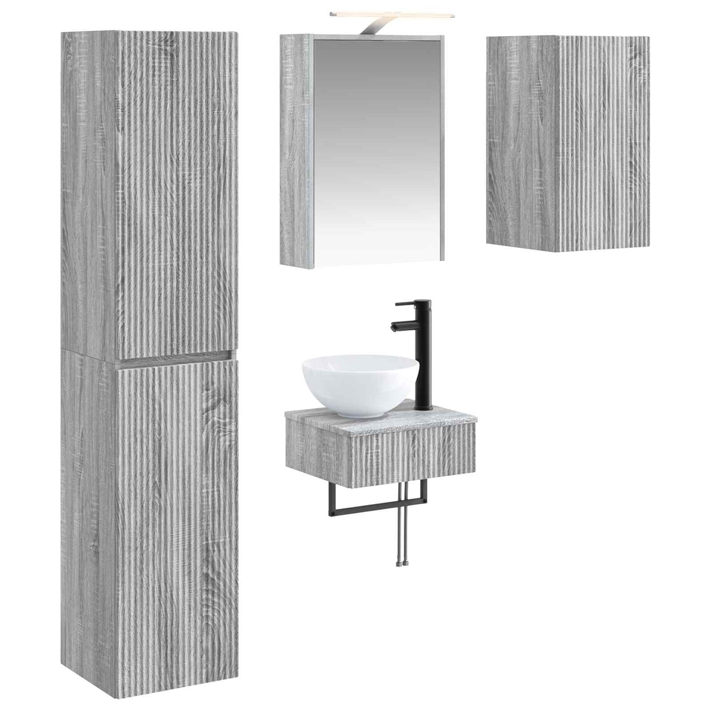 vidaXL Bathroom Furniture Set 5 pcs Grey Sonoma