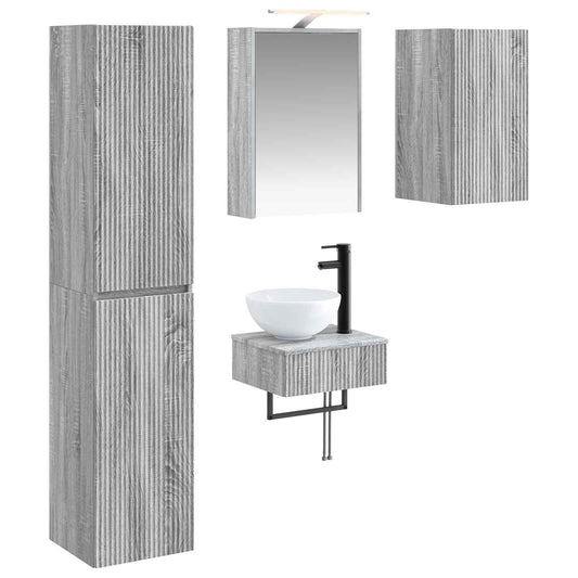 vidaXL Bathroom Furniture Set 5 pcs Grey Sonoma