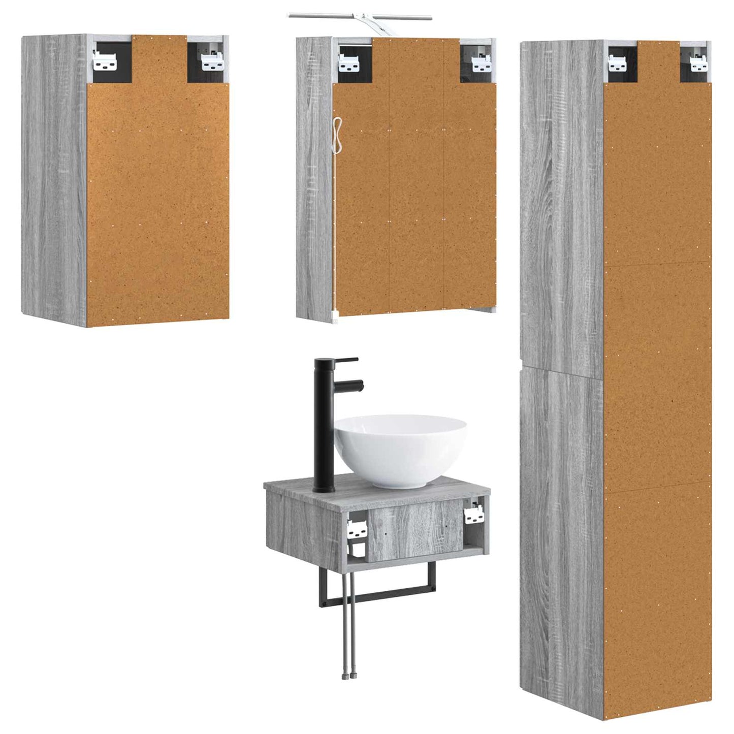 vidaXL Bathroom Furniture Set 5 pcs Grey Sonoma