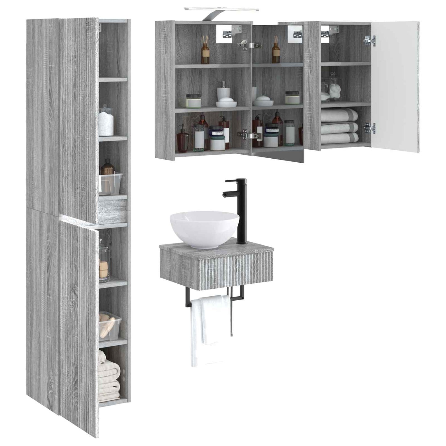 vidaXL Bathroom Furniture Set 5 pcs Grey Sonoma