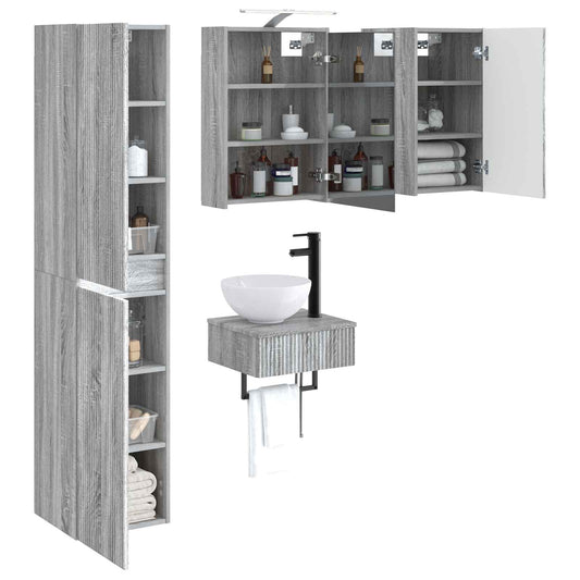 vidaXL Bathroom Furniture Set 5 pcs Grey Sonoma