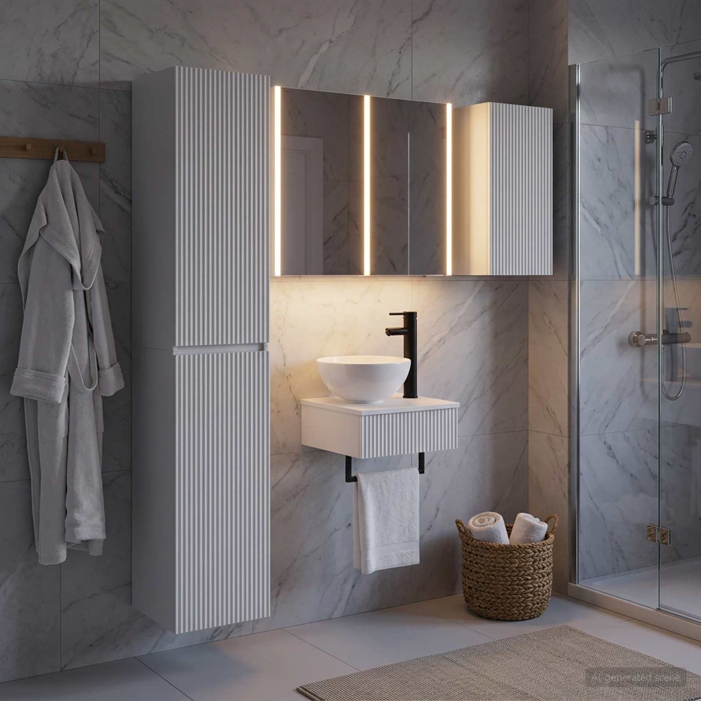 vidaXL Bathroom Furniture Set 5 pcs White Engineered Wood and Glass