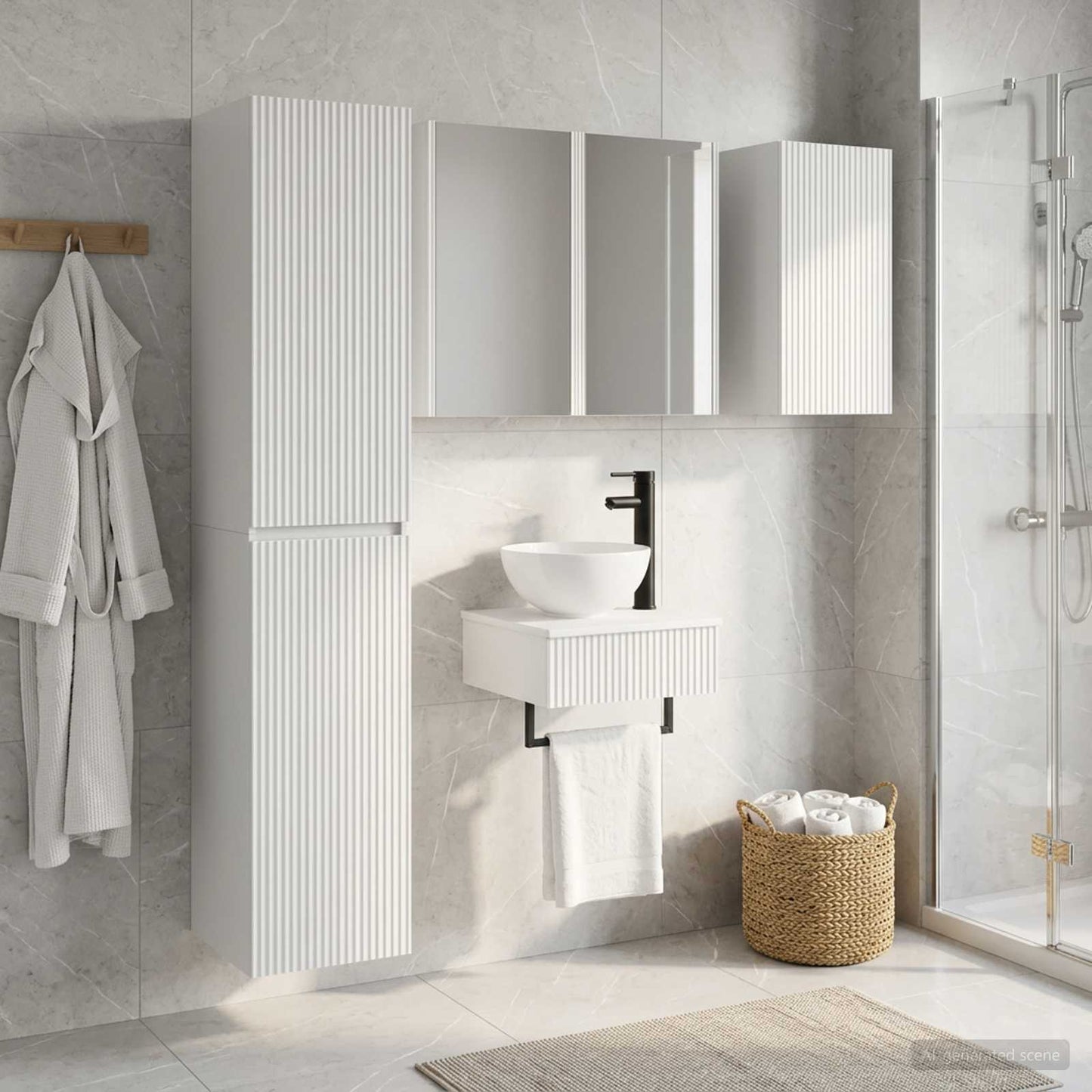 vidaXL Bathroom Furniture Set 5 pcs White Engineered Wood and Glass