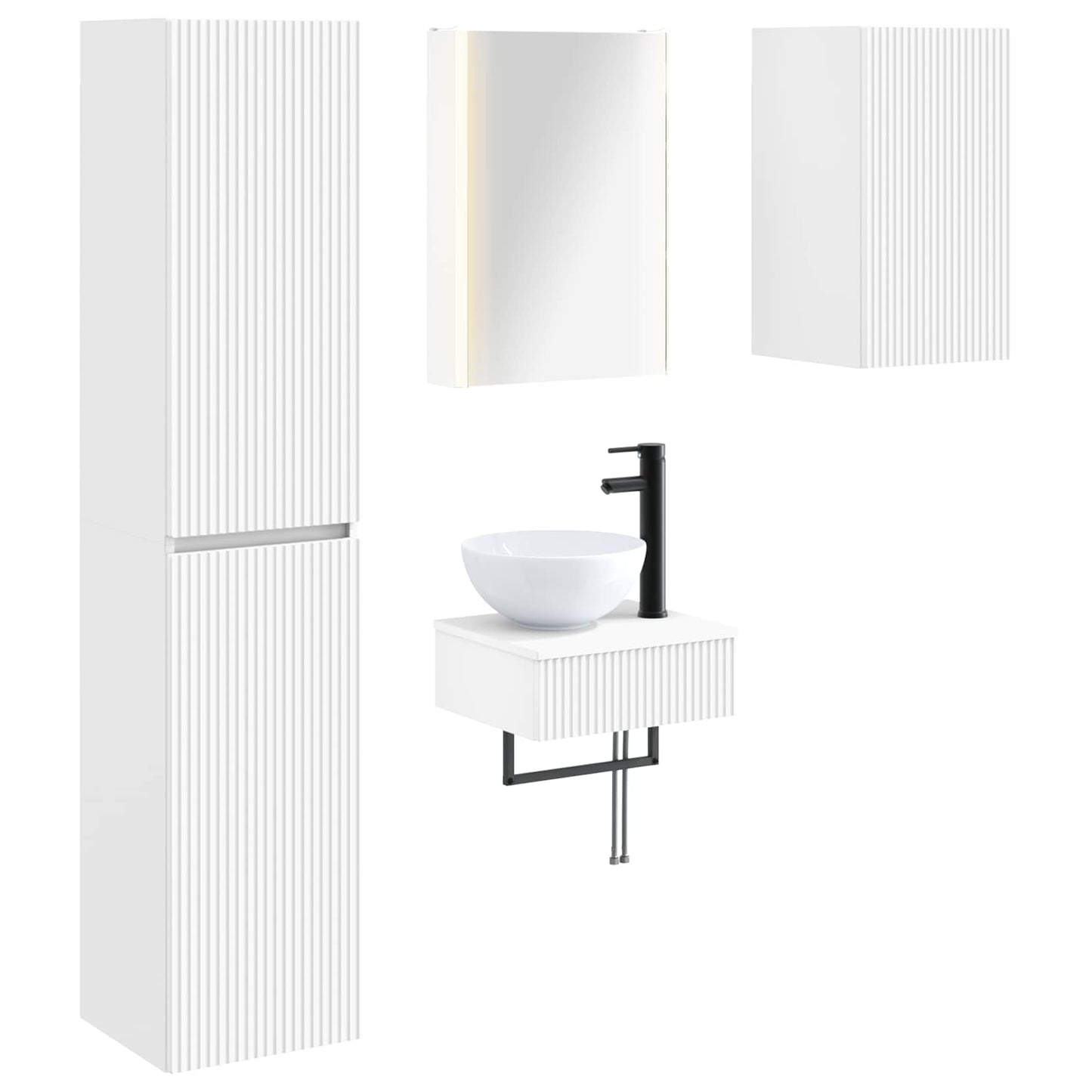 vidaXL Bathroom Furniture Set 5 pcs White Engineered Wood and Glass
