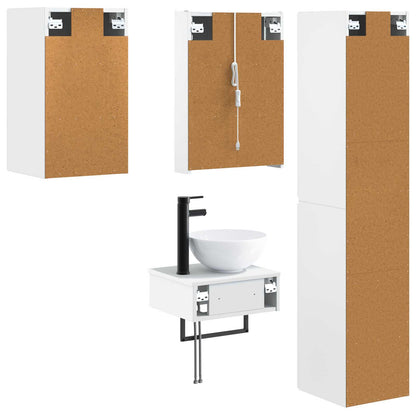 vidaXL Bathroom Furniture Set 5 pcs White Engineered Wood and Glass