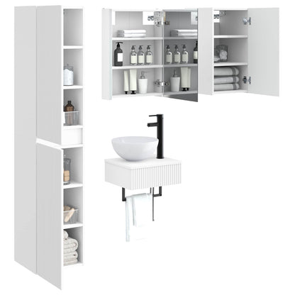 vidaXL Bathroom Furniture Set 5 pcs White Engineered Wood and Glass