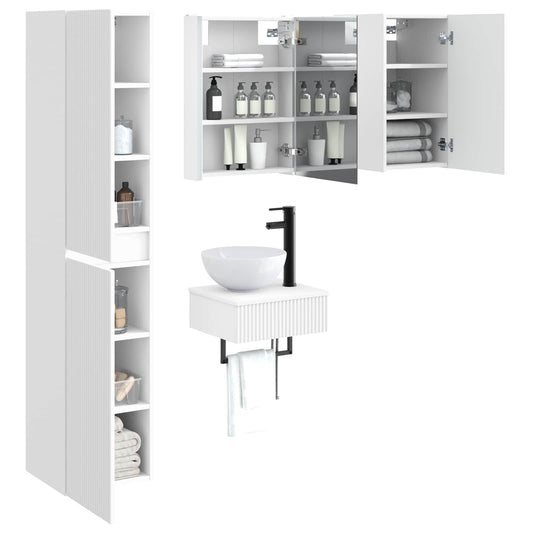 vidaXL Bathroom Furniture Set 5 pcs White Engineered Wood and Glass