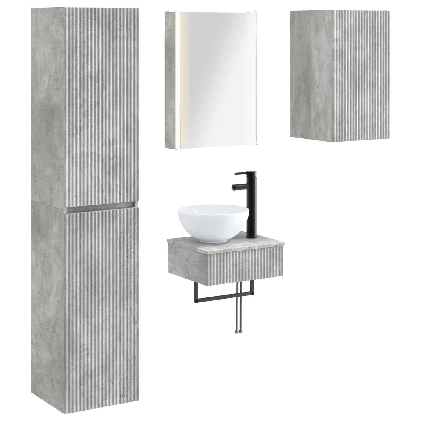 vidaXL Bathroom Furniture Set 5 pcs Concrete Grey