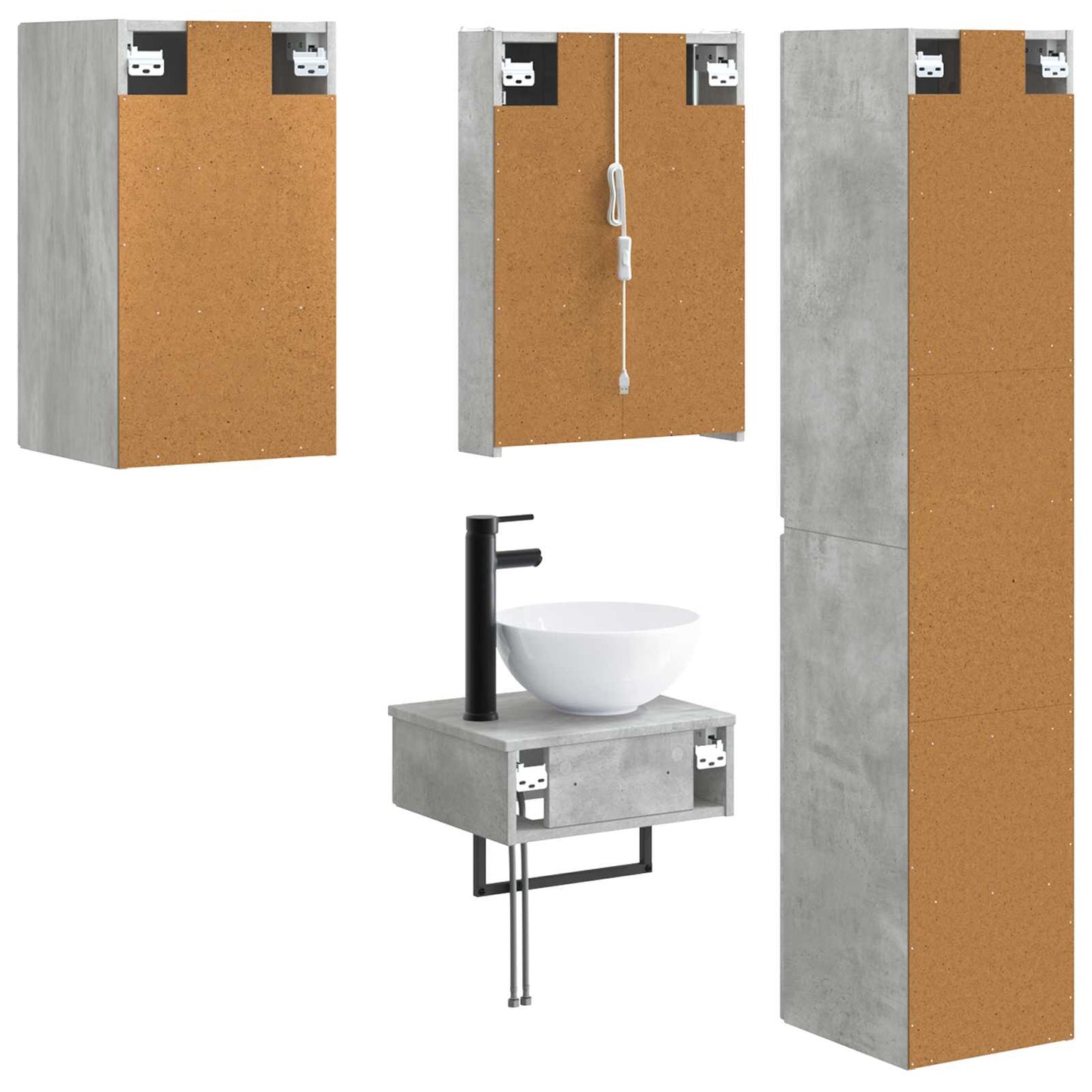 vidaXL Bathroom Furniture Set 5 pcs Concrete Grey