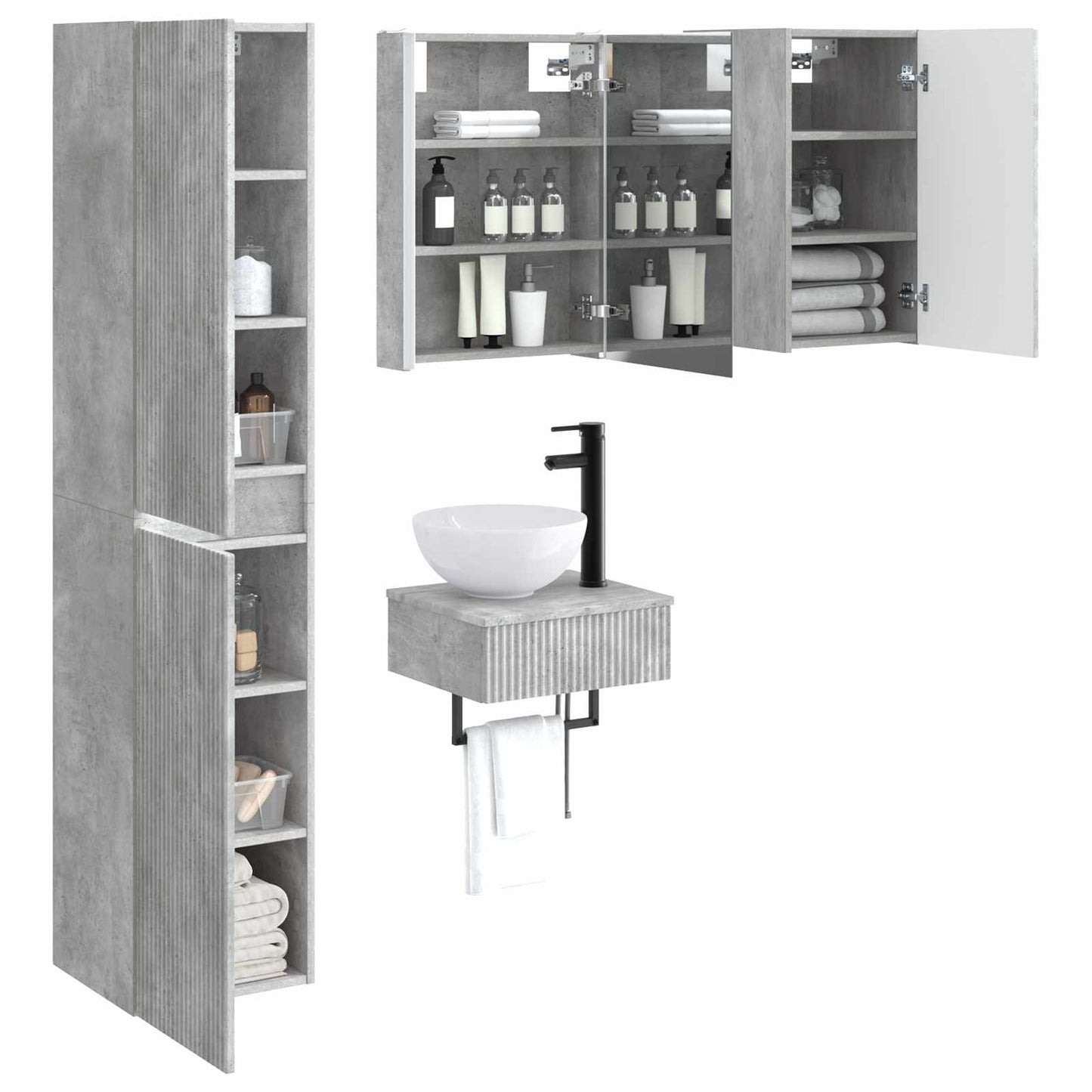 vidaXL Bathroom Furniture Set 5 pcs Concrete Grey