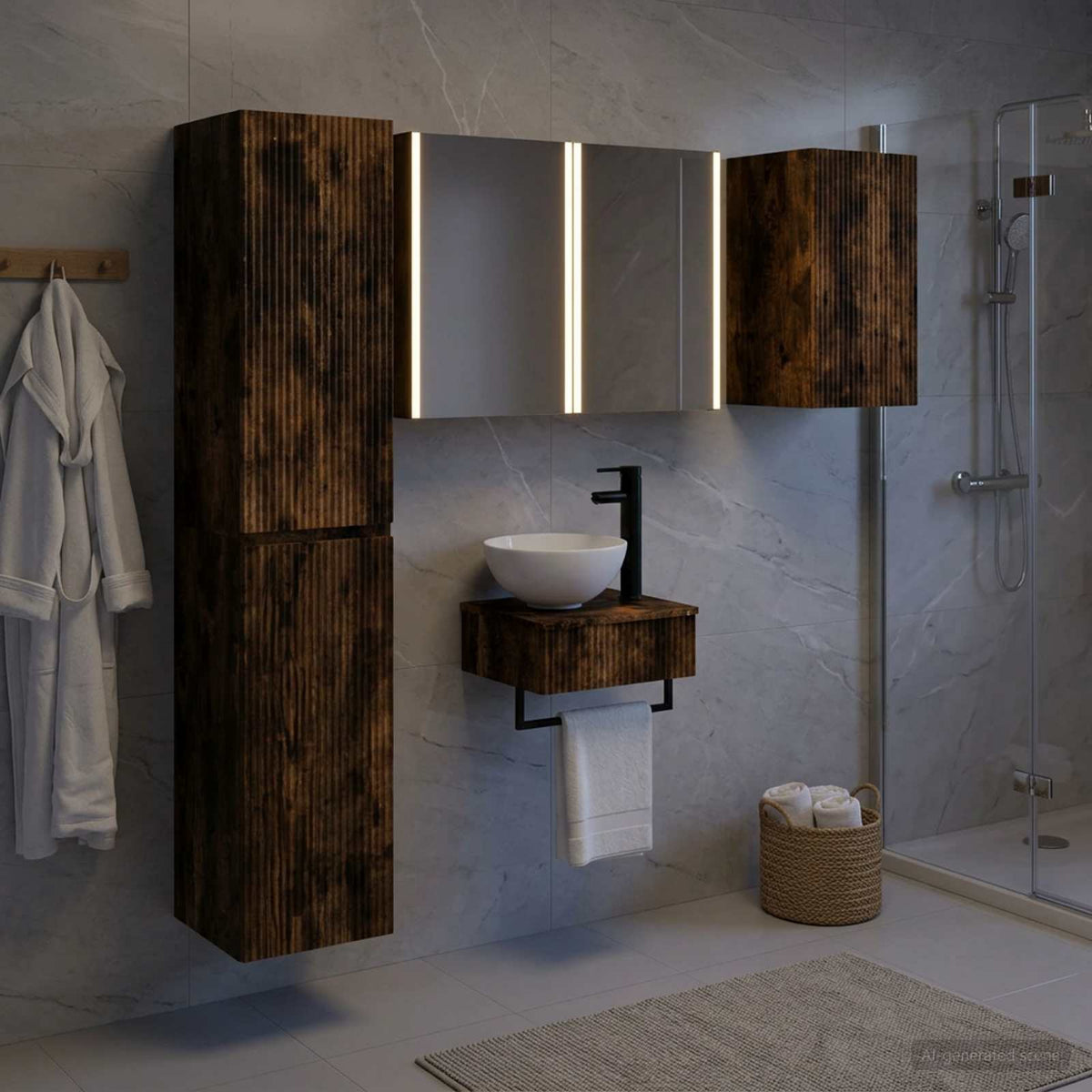 vidaXL Bathroom Furniture Set 5 pcs Smoked Oak