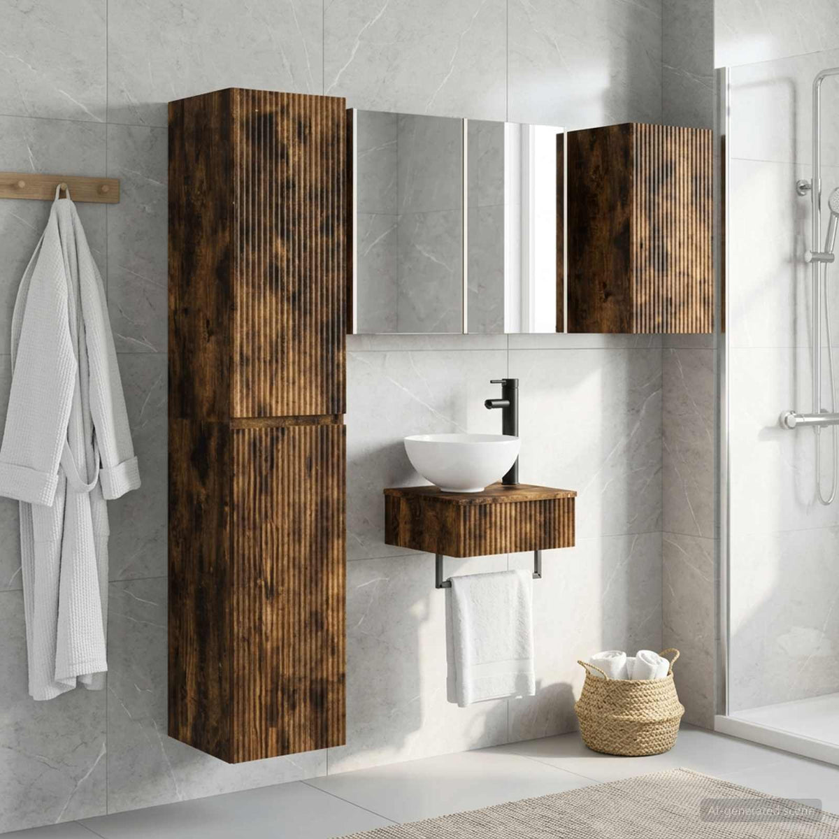 vidaXL Bathroom Furniture Set 5 pcs Smoked Oak