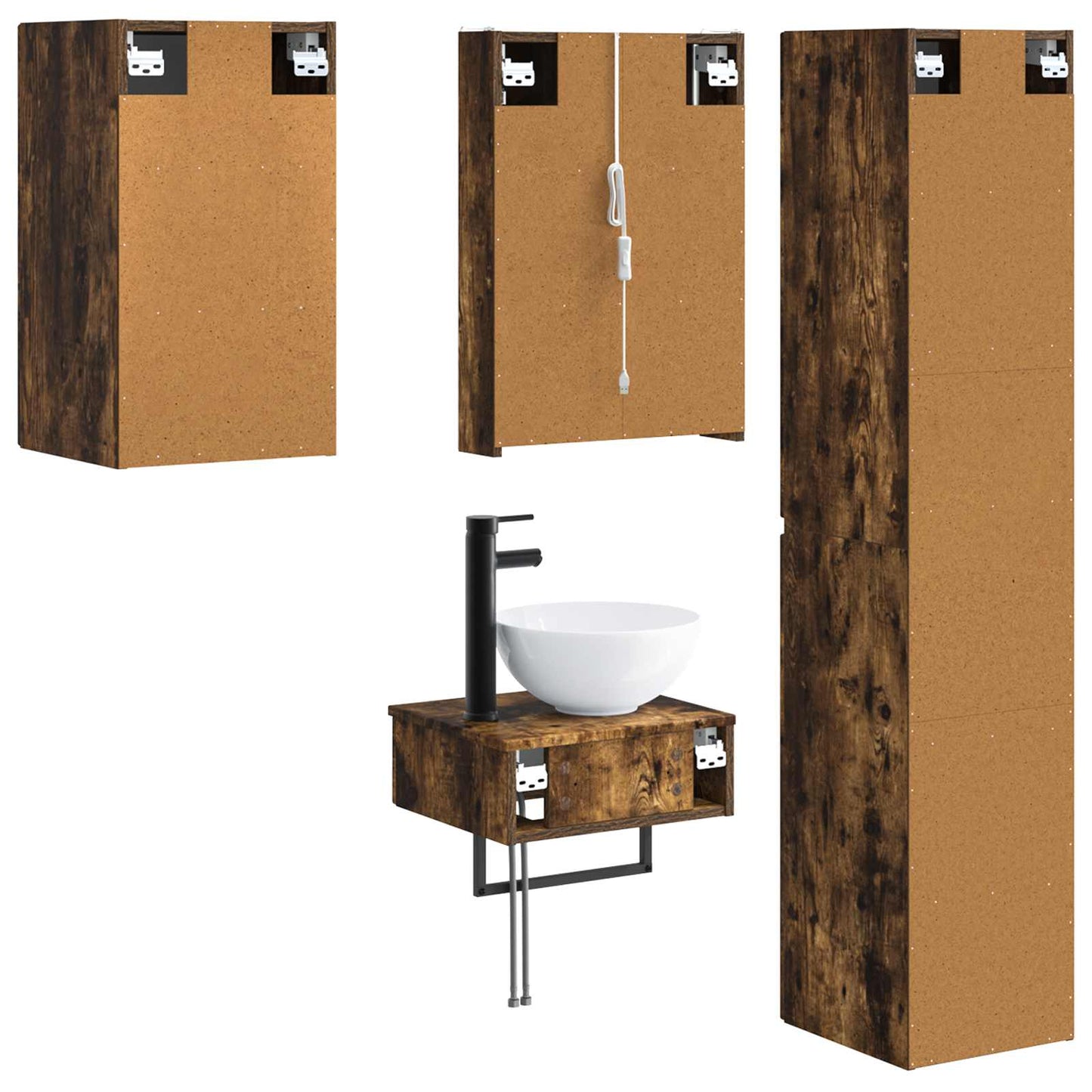 vidaXL Bathroom Furniture Set 5 pcs Smoked Oak