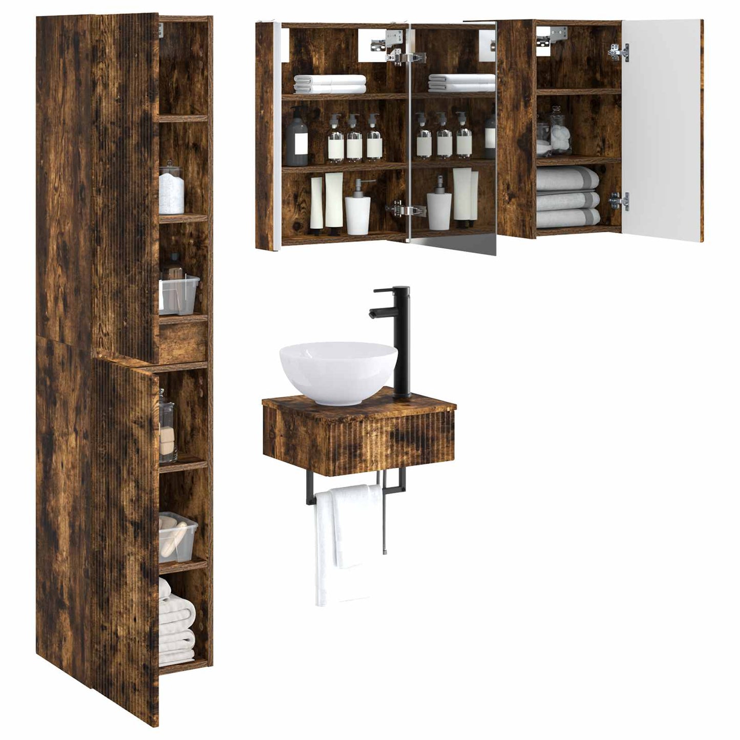 vidaXL Bathroom Furniture Set 5 pcs Smoked Oak