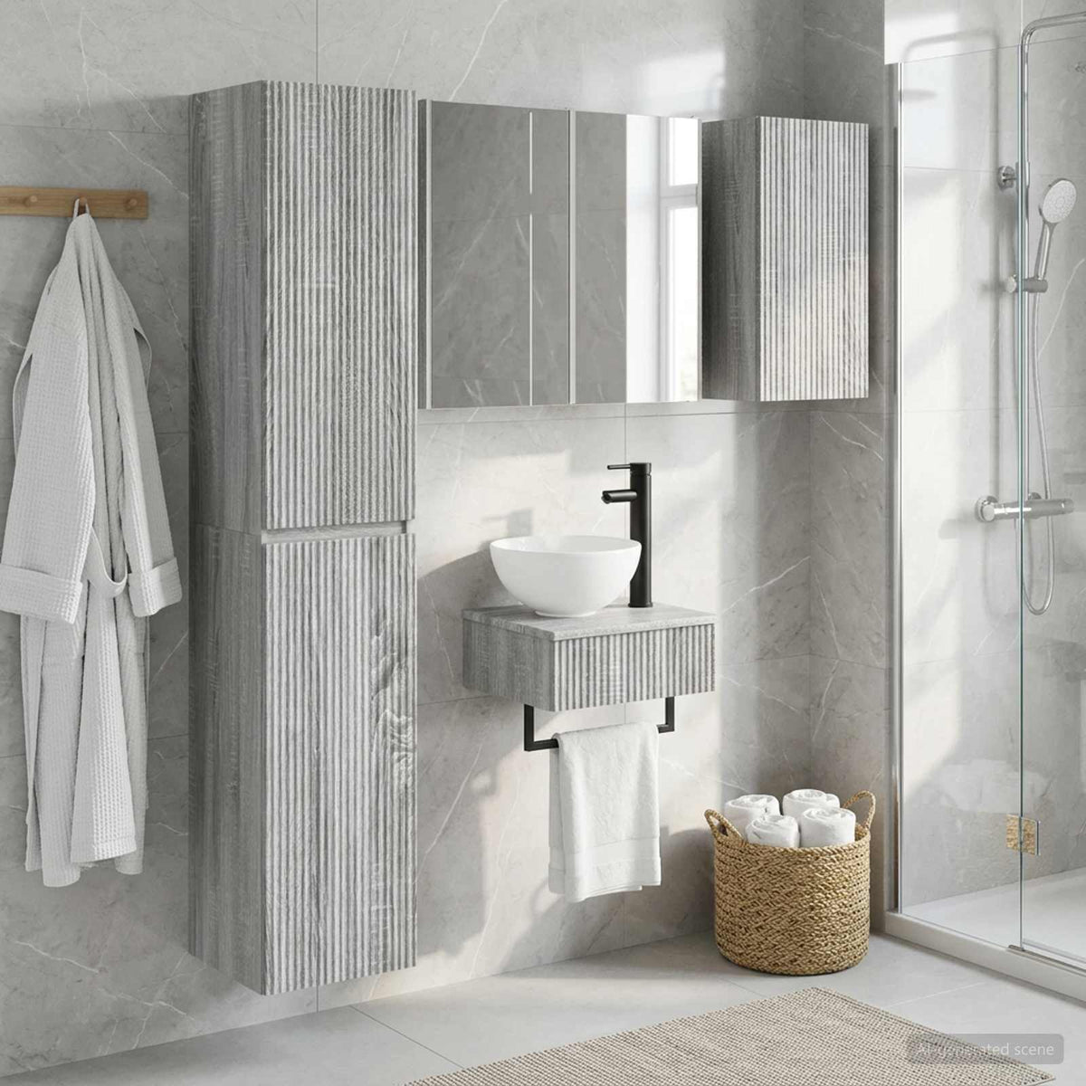 vidaXL Bathroom Furniture Set 5 pcs Grey Sonoma