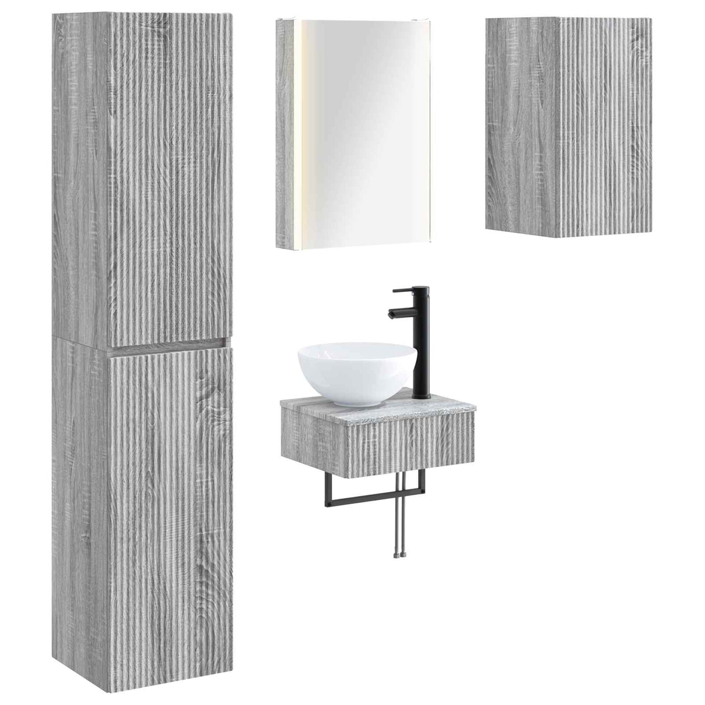 vidaXL Bathroom Furniture Set 5 pcs Grey Sonoma
