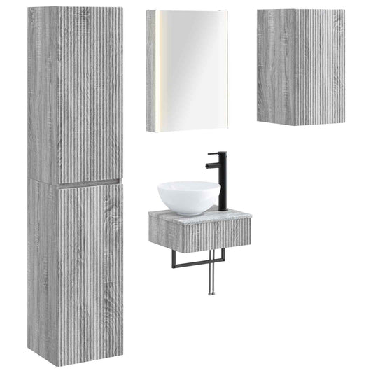 vidaXL Bathroom Furniture Set 5 pcs Grey Sonoma