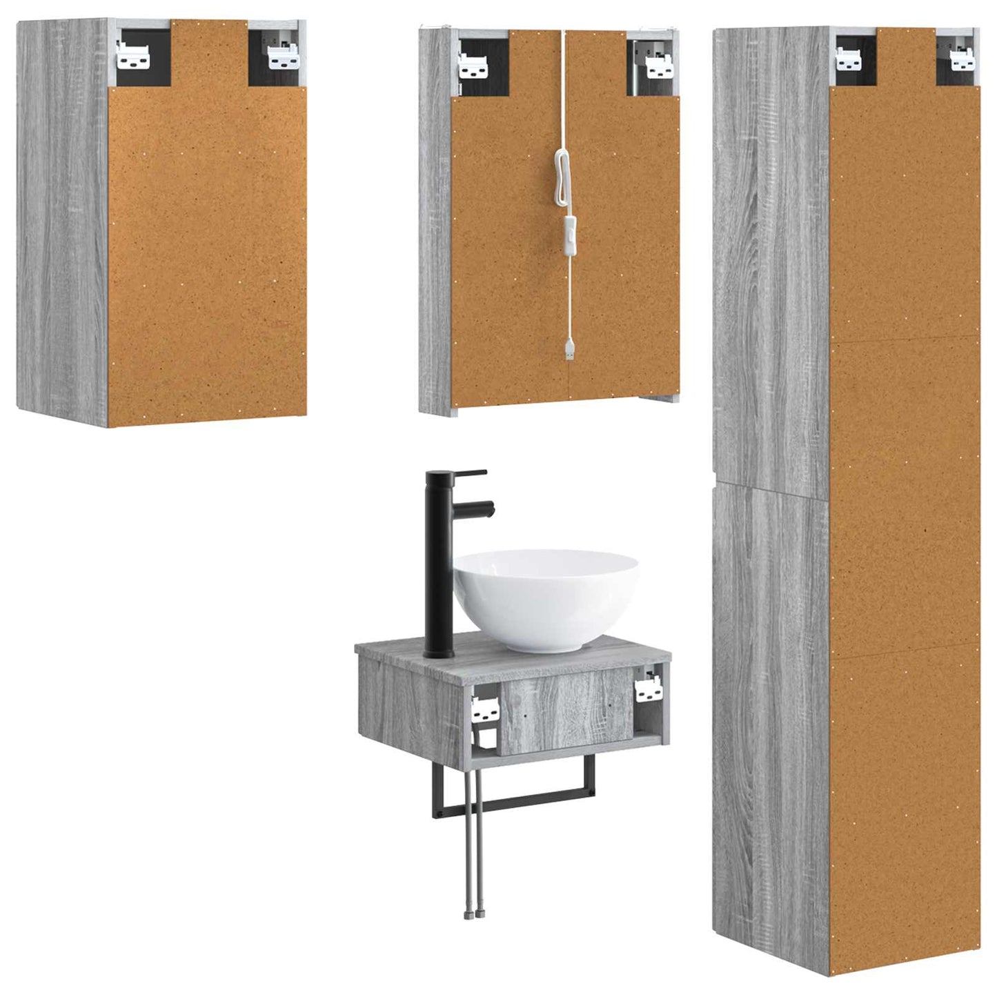 vidaXL Bathroom Furniture Set 5 pcs Grey Sonoma