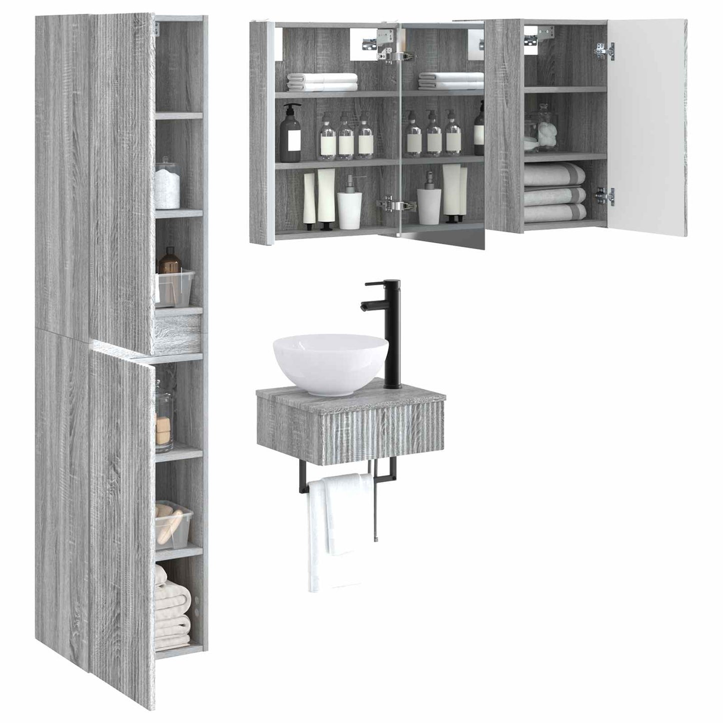 vidaXL Bathroom Furniture Set 5 pcs Grey Sonoma