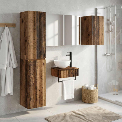 vidaXL Bathroom Furniture Set 5 pcs Old Wood Engineered Wood and Glass