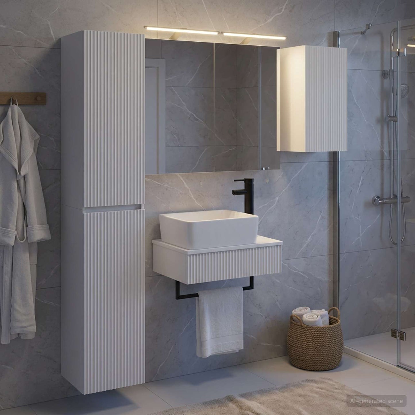 vidaXL Bathroom Furniture Set 5 pcs White Engineered Wood and Glass