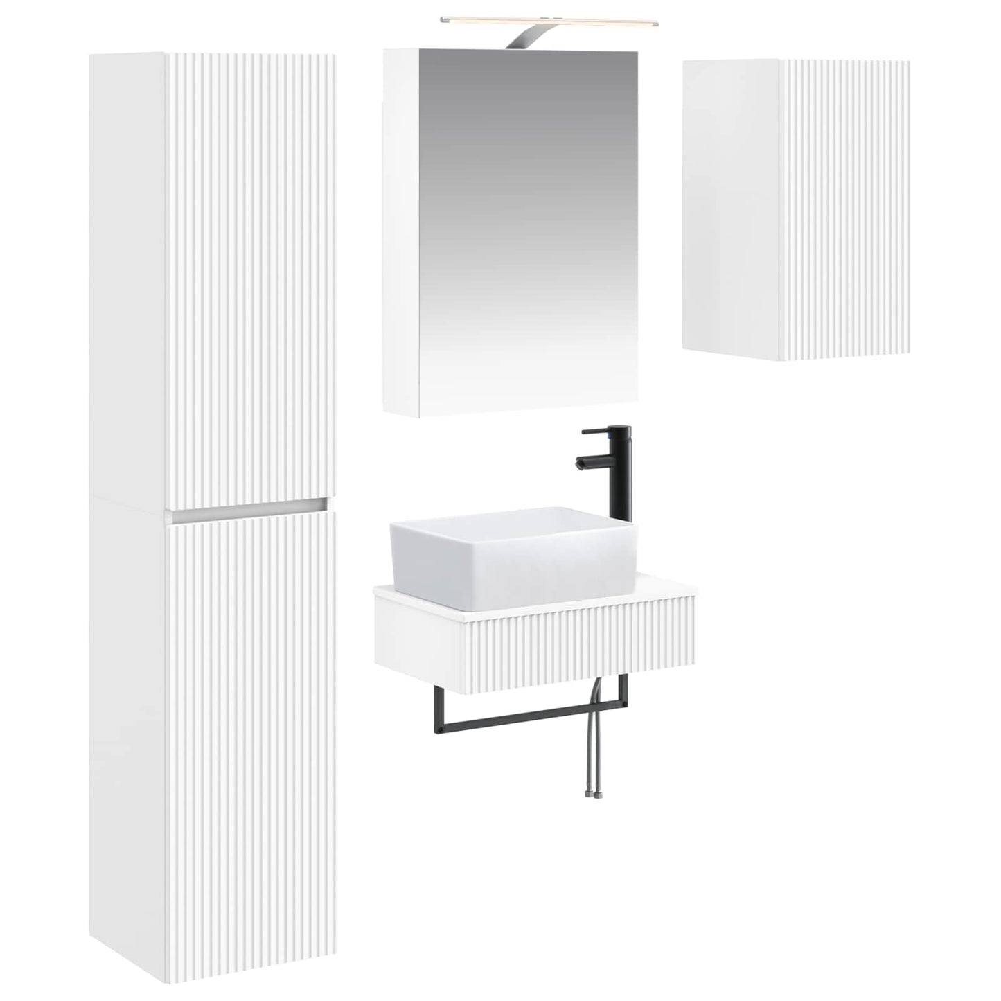 vidaXL Bathroom Furniture Set 5 pcs White Engineered Wood and Glass