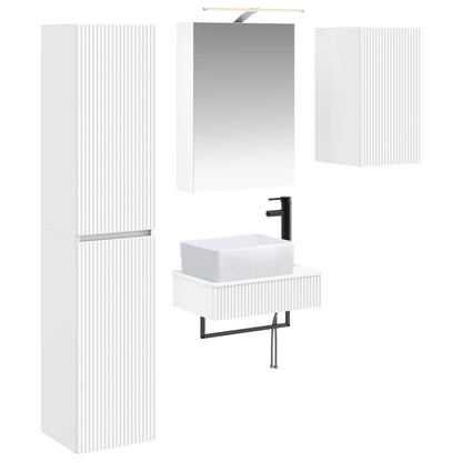 vidaXL Bathroom Furniture Set 5 pcs White Engineered Wood and Glass