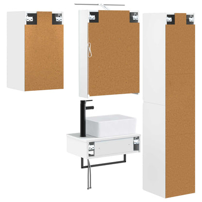 vidaXL Bathroom Furniture Set 5 pcs White Engineered Wood and Glass
