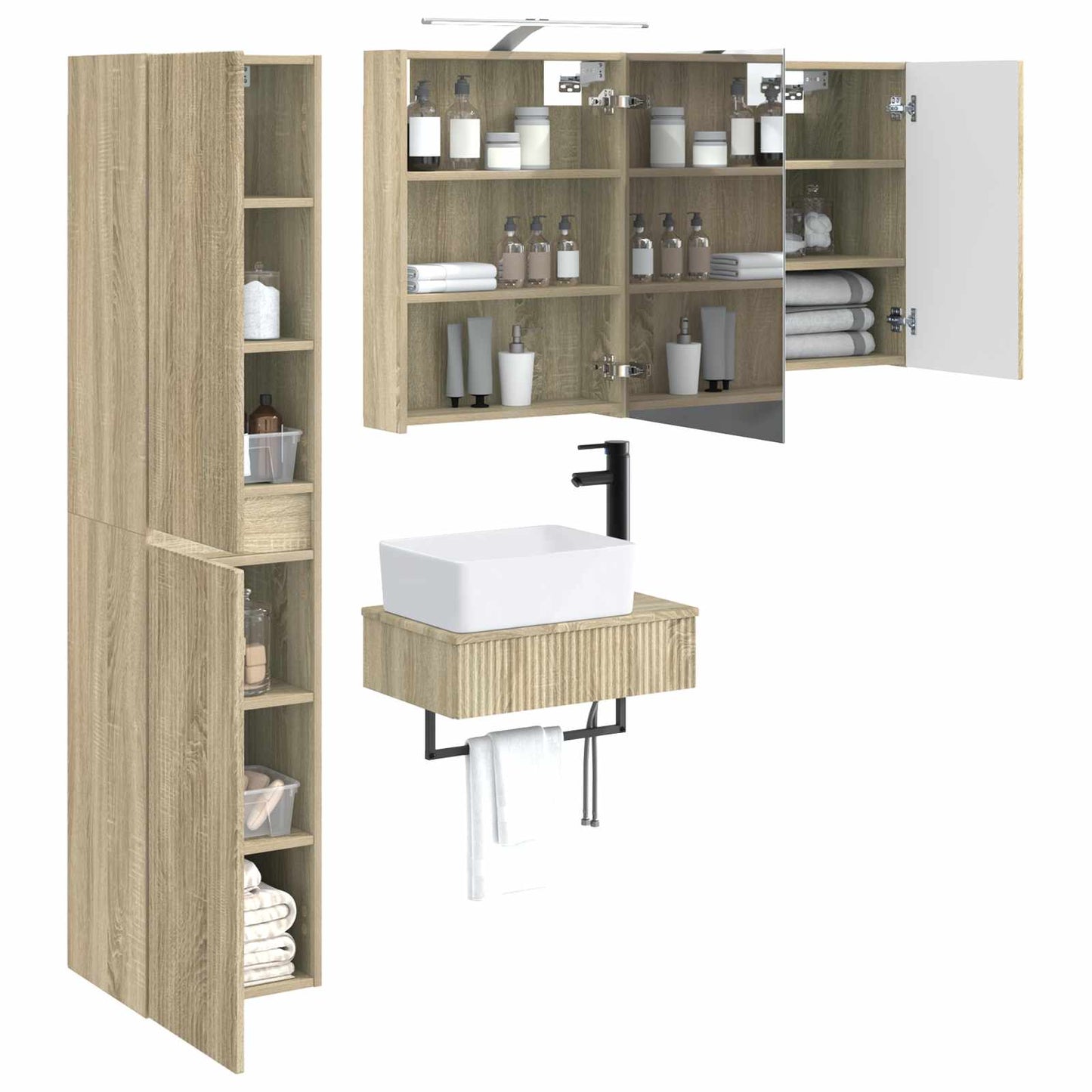 vidaXL Bathroom Furniture Set 5 pcs Sonoma Oak