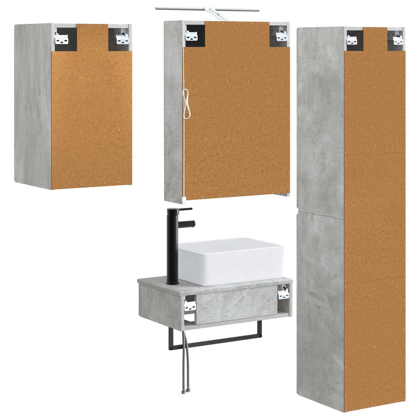 vidaXL Bathroom Furniture Set 5 pcs Concrete Grey