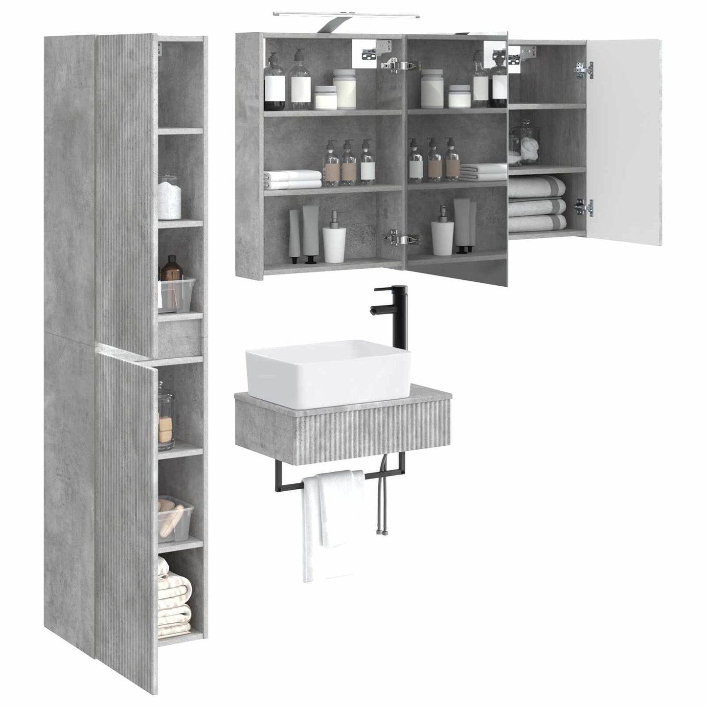 vidaXL Bathroom Furniture Set 5 pcs Concrete Grey
